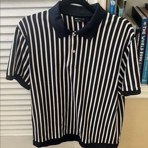 Asos Design Black and White Striped Polo